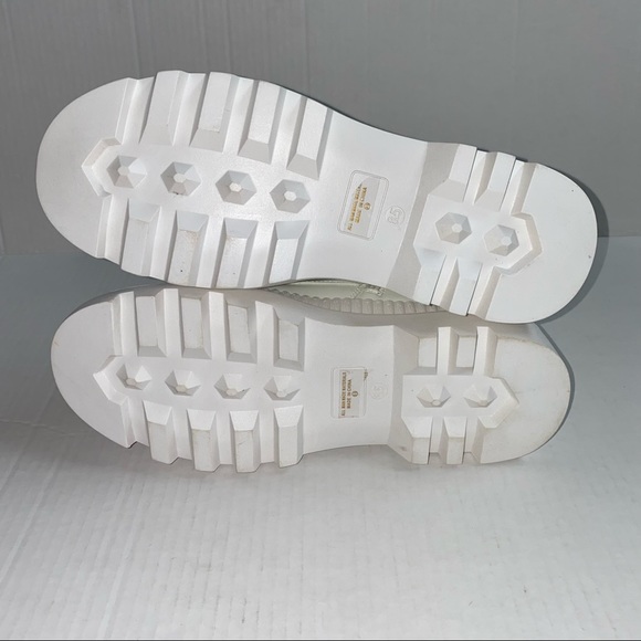 Chase And Chloe Chelsey Lug Sole White Patent Combat Boots - Picture 10 of 12